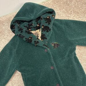 Marc Tetro Canada Fleece Coat Jacket Women Size‎ Small-Medium Bears Green Heavy